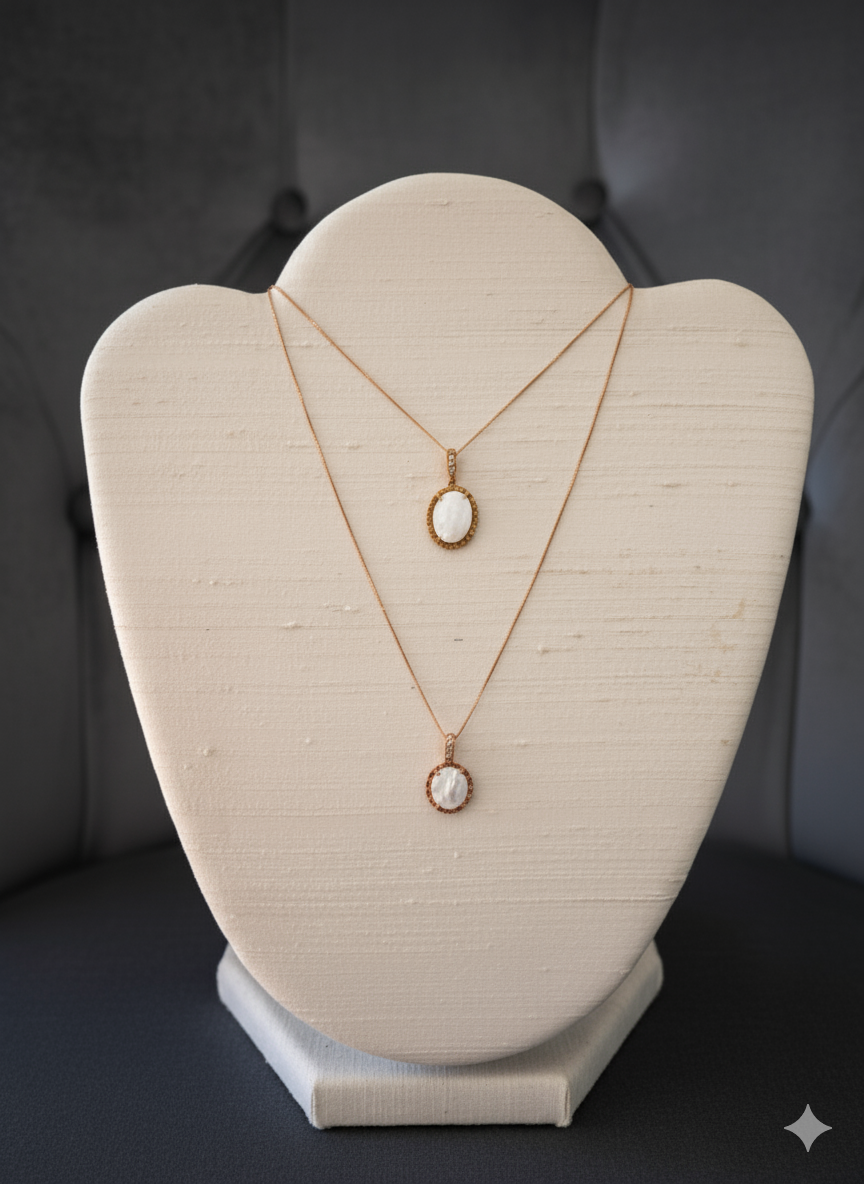 Collana in argento vermeil/rosato con madre perla