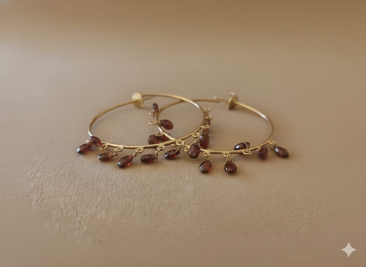 Orecchini in argento vermeil e rodolite