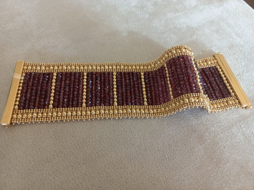 Bracciale in argento vermeil e rodolite